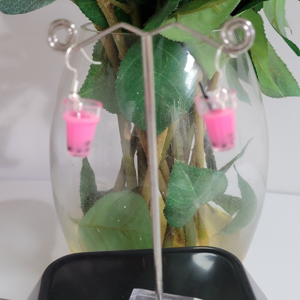 Boba BUBBLE TEA EARRINGS CUTE!! Handmade - Picture 8 of 8